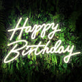 Monochrome neon happy birthday sign with switch and USB interface, suitable for birthday party,42cm/16.5"*26cm/10.2"