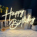 Monochrome neon happy birthday sign with switch and USB interface, suitable for birthday party,42cm/16.5"*29cm/11.4"