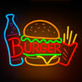LED Neon Hamburger Sign By USB - Adjustable Brightness with ON/Off Switch , Wall Decor LED Sign for Food store restaurant snack shop.42cm/16.5"x 30.3cm/11.9"