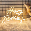 Monochrome neon happy birthday sign with switch and USB interface, suitable for birthday party,42cm/16.5"*30.5cm/12"