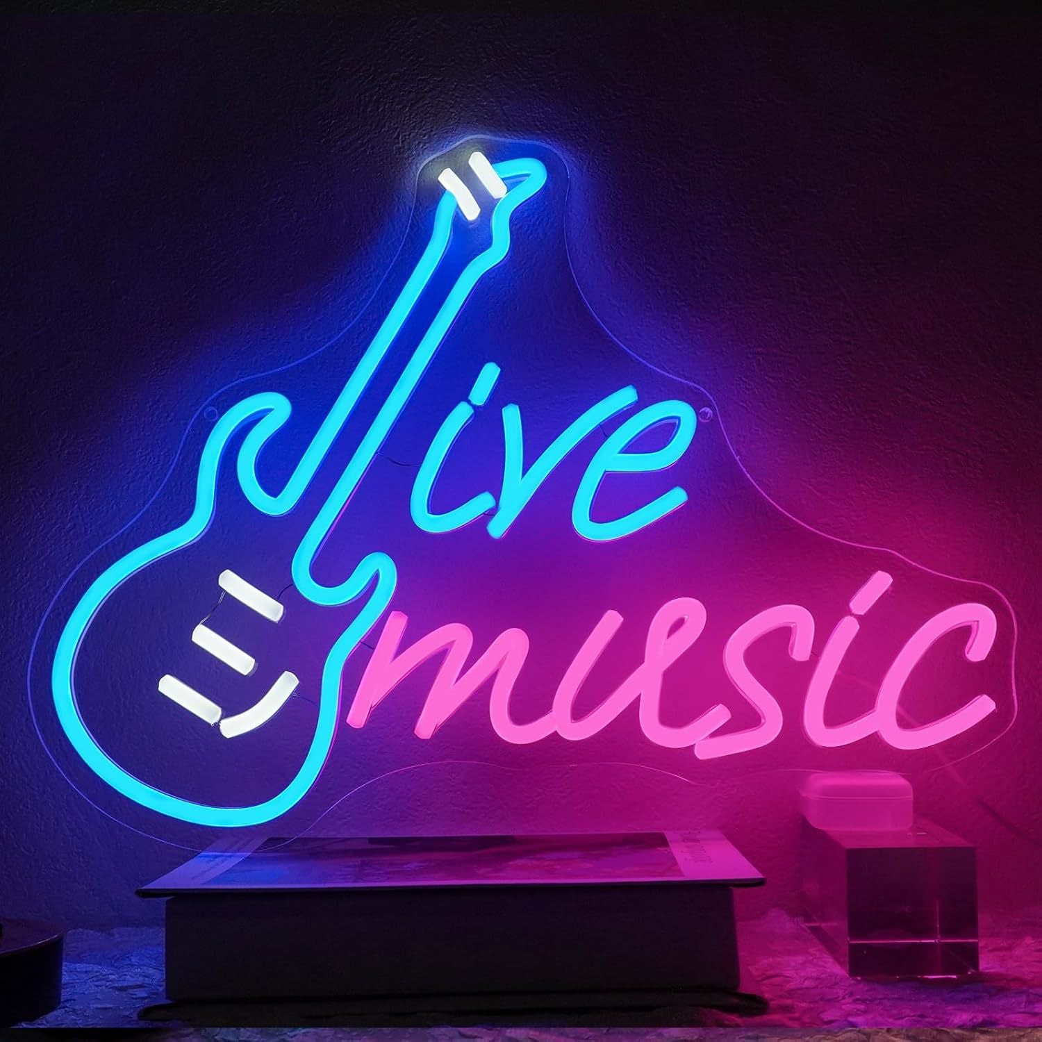 LED Neon LIVE MUSIC Sign By USB - Adjustable Brightness With ON/Off Switch , Wall Decor LED Sign for Bar Stage Atmosphere Decorative.42cm/16.5"x 31.8cm/12.5"