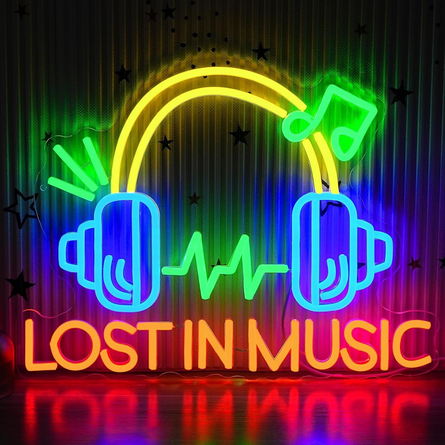 LED Neon MUSIC Sign By USB - Adjustable Brightness With ON/Off Switch , Wall Decor LED Sign for Bar Stage Atmosphere Decorative.42cm/16.5"x 32cm/12.6"