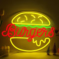 LED Neon Hamburger Sign By USB - Adjustable Brightness with ON/Off Switch , Wall Decor LED Sign for Food store restaurant snack shop.42.5cm/16.7"x 32.5cm/12.8"