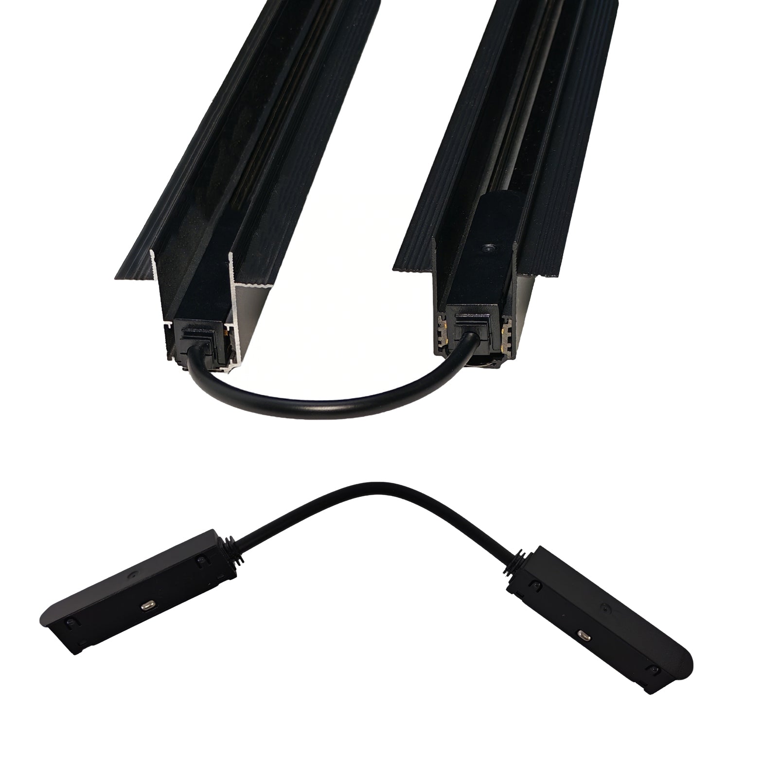 L Shape H Track Lighting Connector, Black 90 Degree Corner Connector with Conductive Module, Hidden Power Connector for H Type Track Rail System