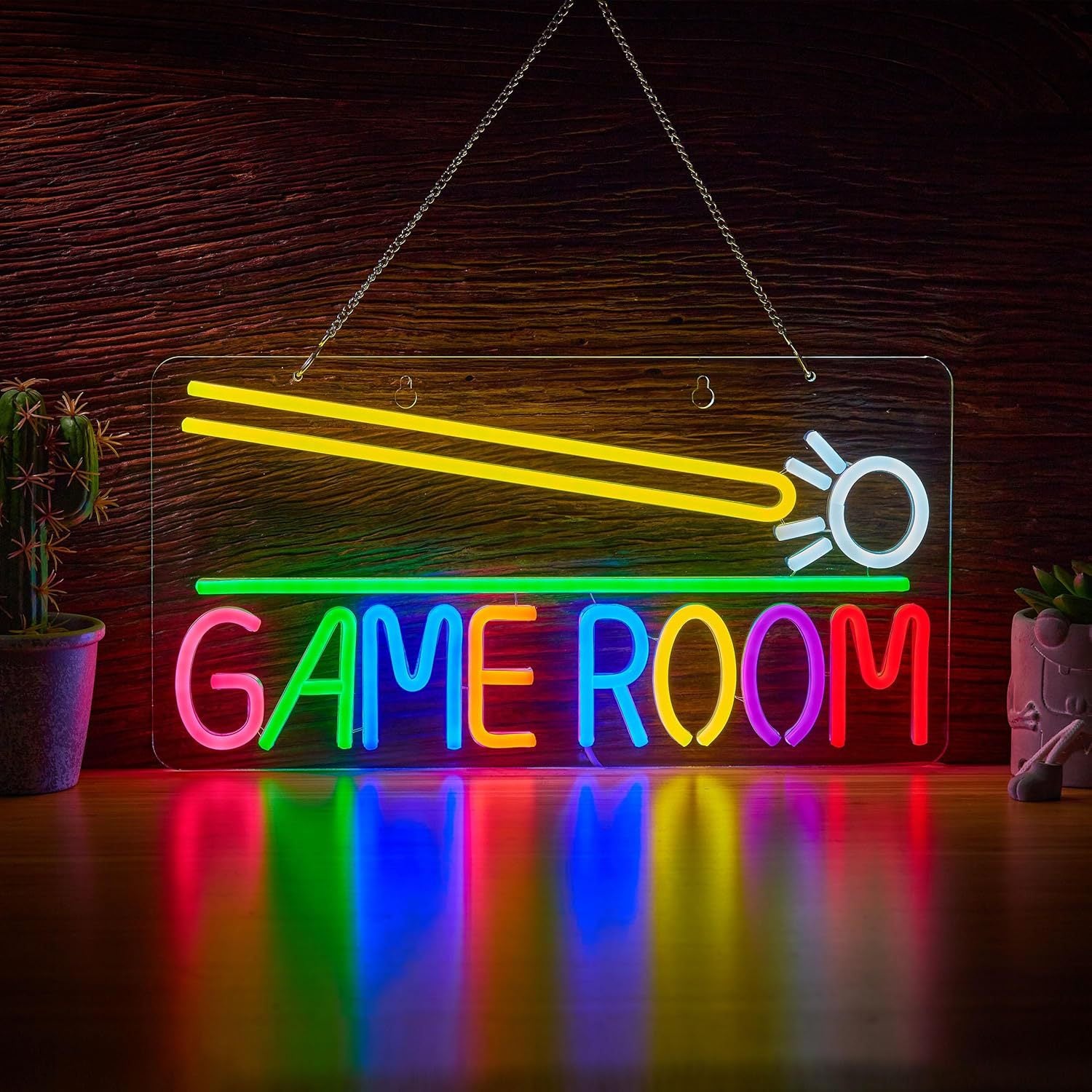 LED Neon Billiards Sign By USB - Adjustable Brightness with ON/Off Switch , Wall Decor LED Sign for Bar Billiards Game Room.43cm/16.9"x 23cm/9.1"