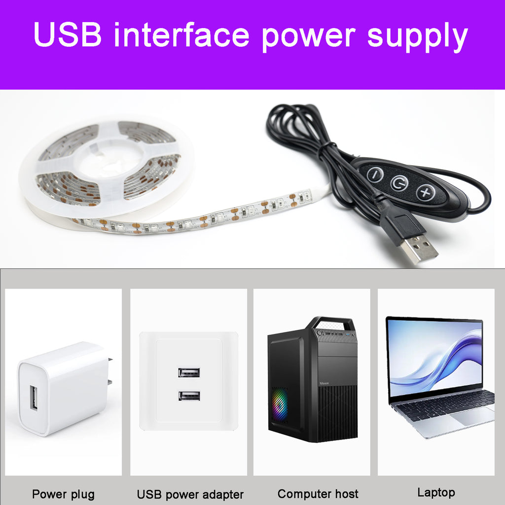 395nm UV LED Light Strip 6.6FT (2M), USB 5V 2A Black Light Strip, 60 LEDs/M, IP65 Waterproof, 5-Level Dimmable UV Strip Lights for Glow Party, Fluorescent Posters, Halloween Decorations