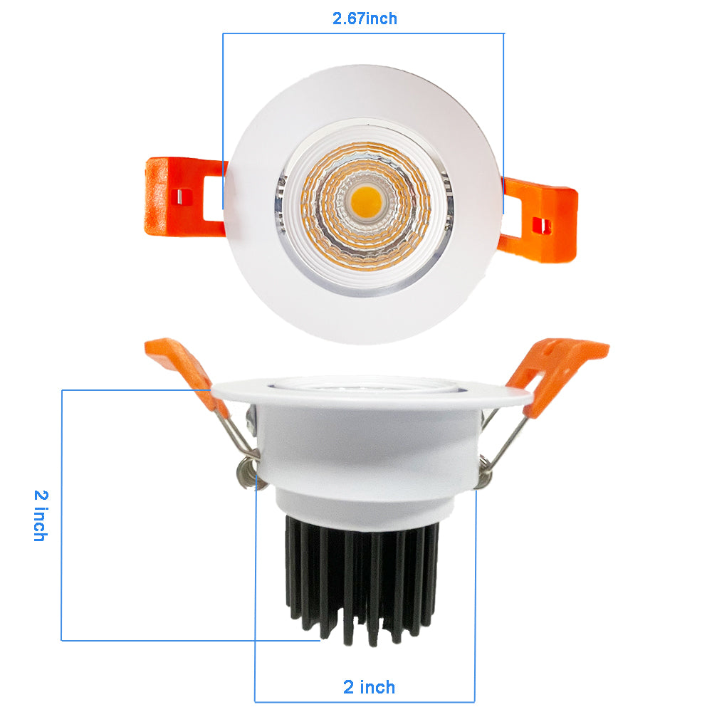 2 Inch 3W COB Recessed Downlight , Dimmable recessed lighting ,60° beam Angle, 3000K Warm White, 220 Lumens, 80+ CRI, Ideal for Living Room & Bedroom,White(4 Pack)