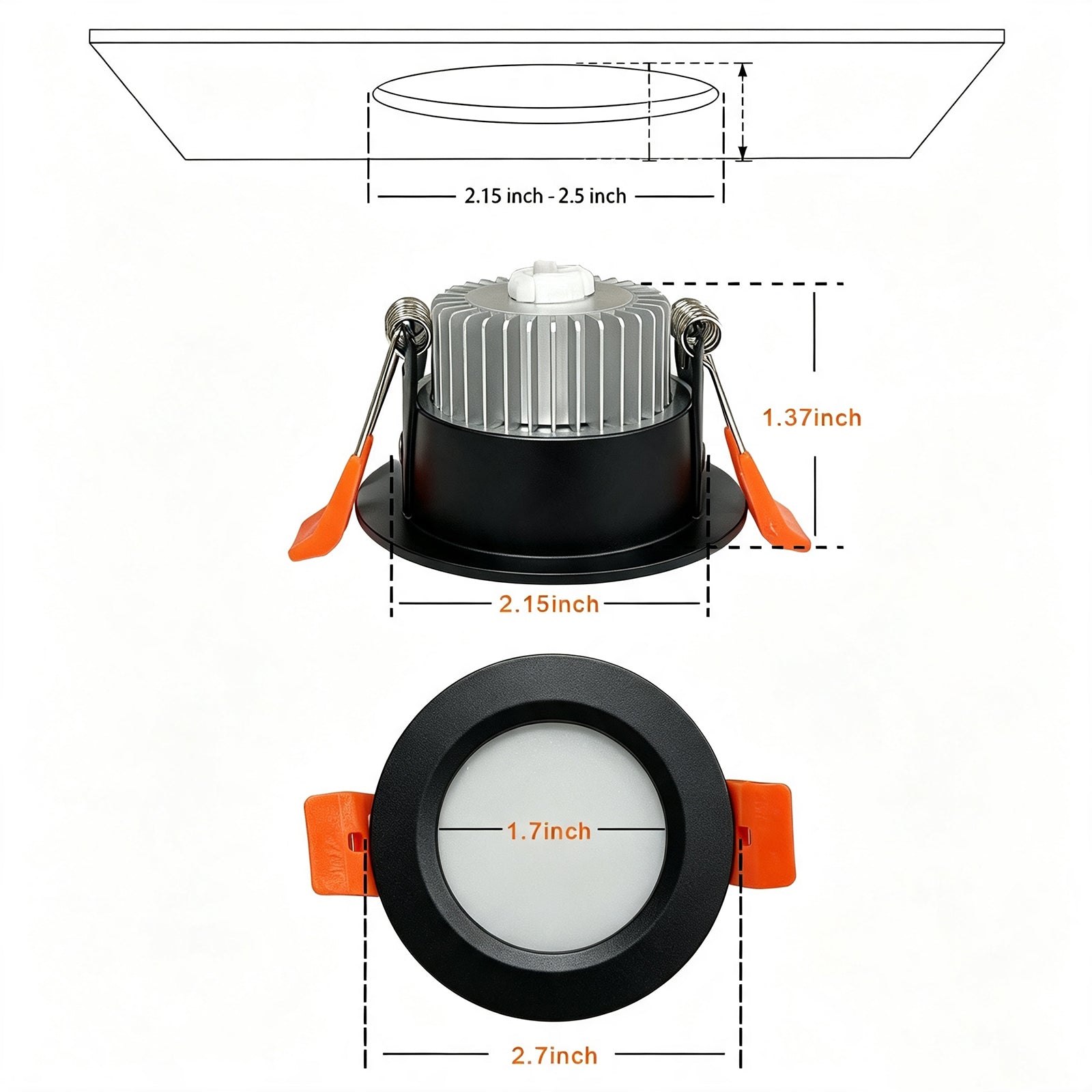 2 Inch Canless LED Recessed Lighting 4 Pack, 3W Slim Wafer Downlight, 4000K Natural White, CRI90+, Dimmable Ceiling Light with Junction Box, Black Finish for Kitchen, Closet & Hallway