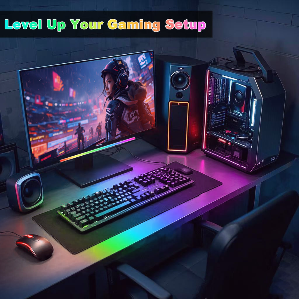RGB Monitor Light Bar,RGB LED Gaming Atmosphere Light,Powered by USB with RGB Mode Change Controller,Electronic sports atmosphere lamp for display, under the table, computer accessories, room, hand display