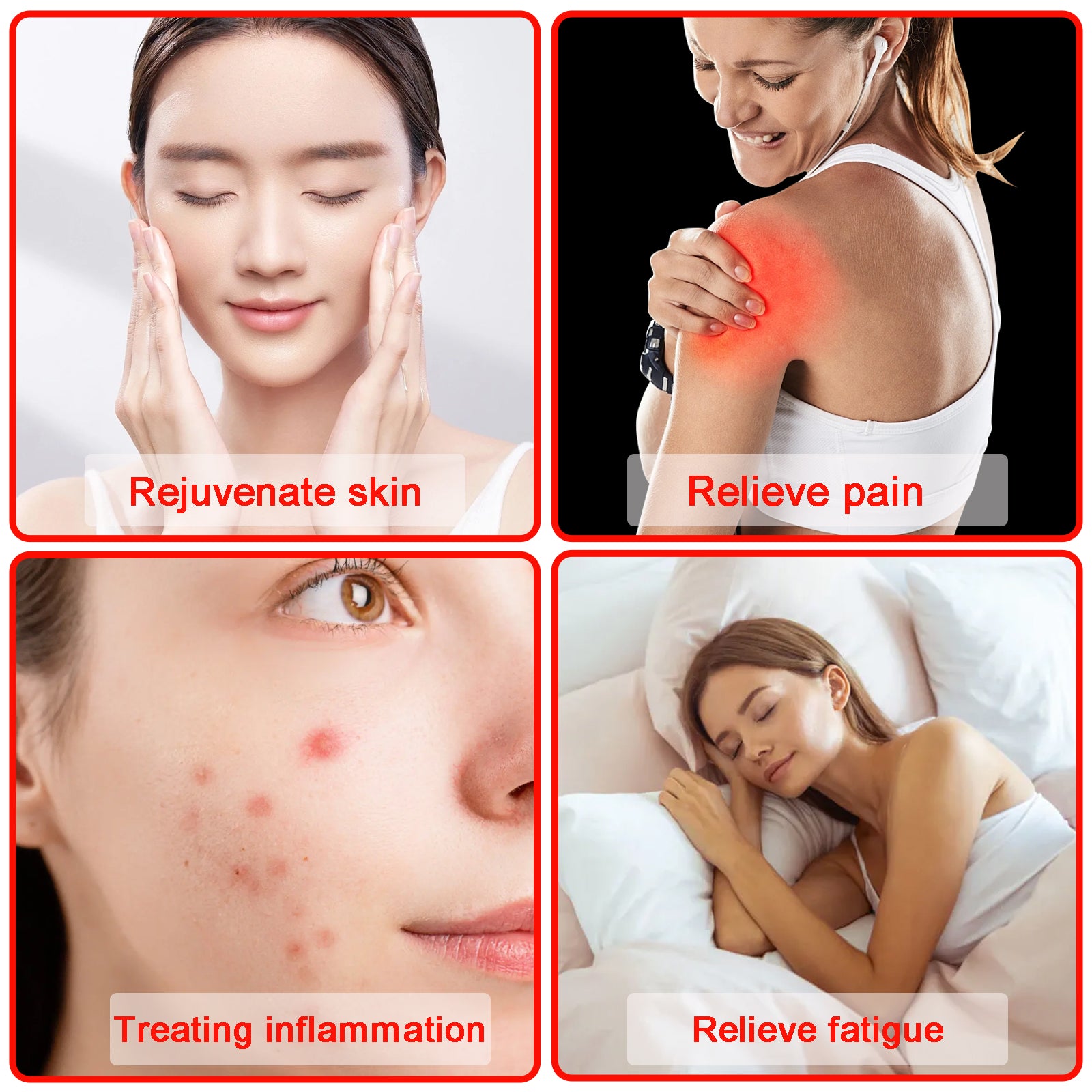 Red Light Therapy Lamp with 40 LEDs (660nm & 850nm) – Near Infrared Light for Pain Relief & Skin Care – USB Plug & Play, Anti-Aging, Wrinkle Reduction, Muscle Recovery, Home Use