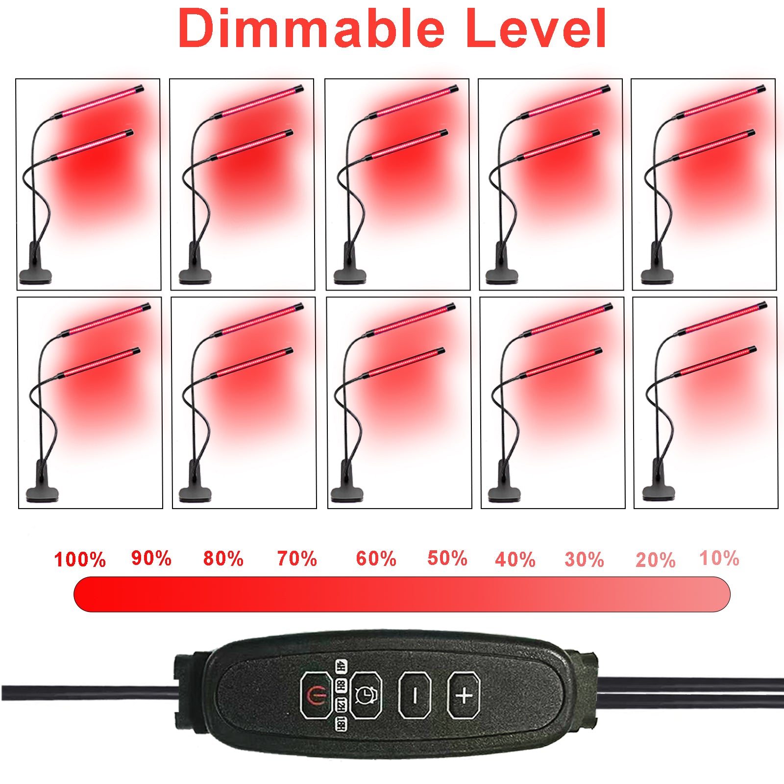 660nm Red Light Clip Lamp, LED Red Light for Face & Skin Care, Adjustable Gooseneck Clip-On Light, Hands-Free, Portable Home Use
