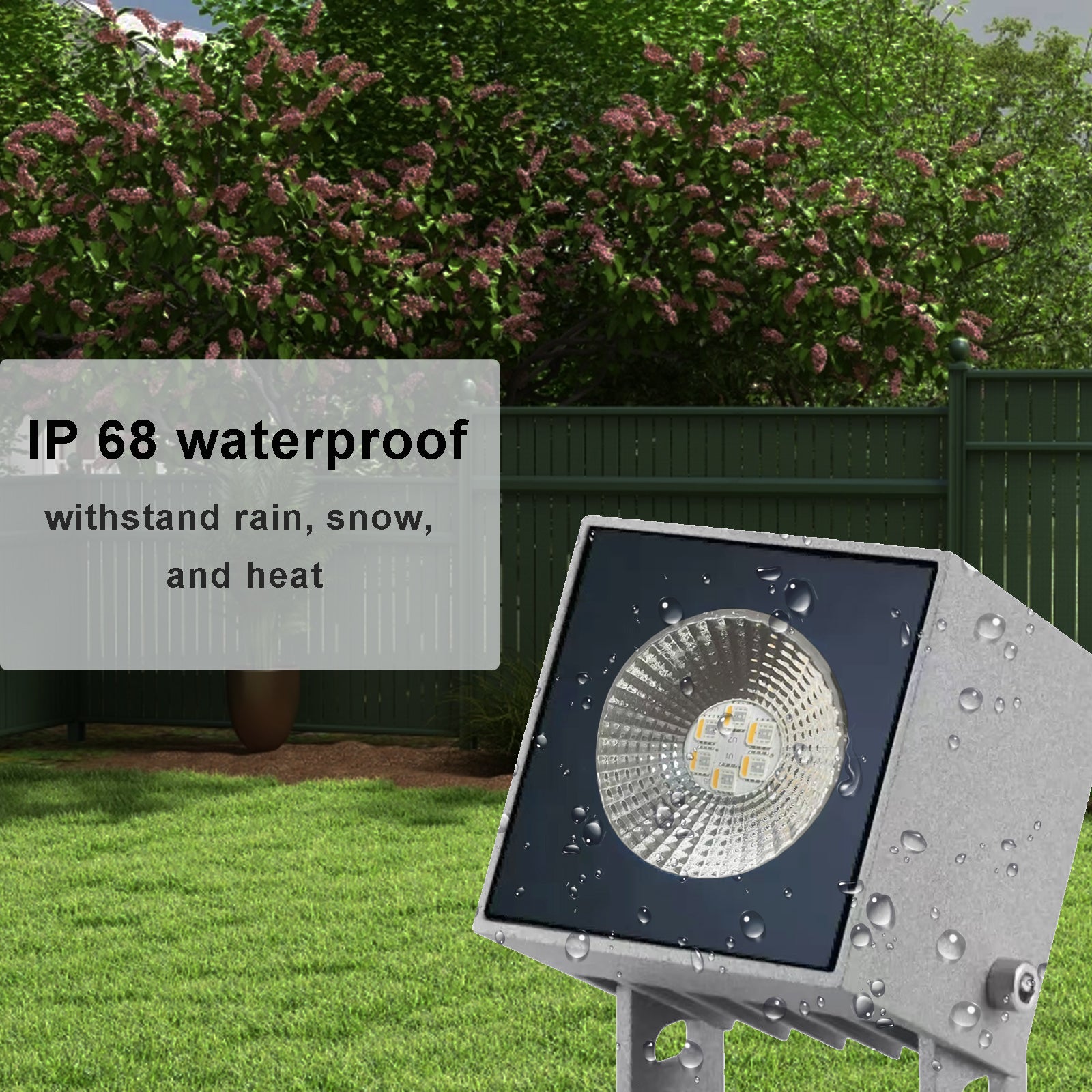 RGBW Outdoor LED Spotlights with Remote Control, IP65 Waterproof Landscape Lights, 16 Colours, 4 Lighting Modes & 5 Brightness Levels, Hardwired Colour Changing Garden Lights for Yard, Patio & Holiday Decorations