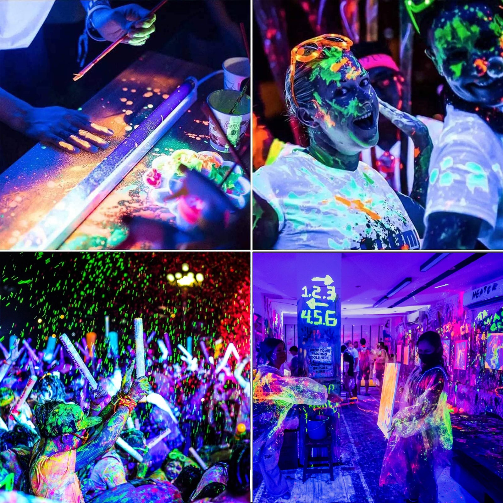 UV Black Light Bar 395nm, 8.9 Inch USB Powered Blacklight Strip for Halloween Decorations, Body Paint, Fluorescent Posters, Glow Party Lighting