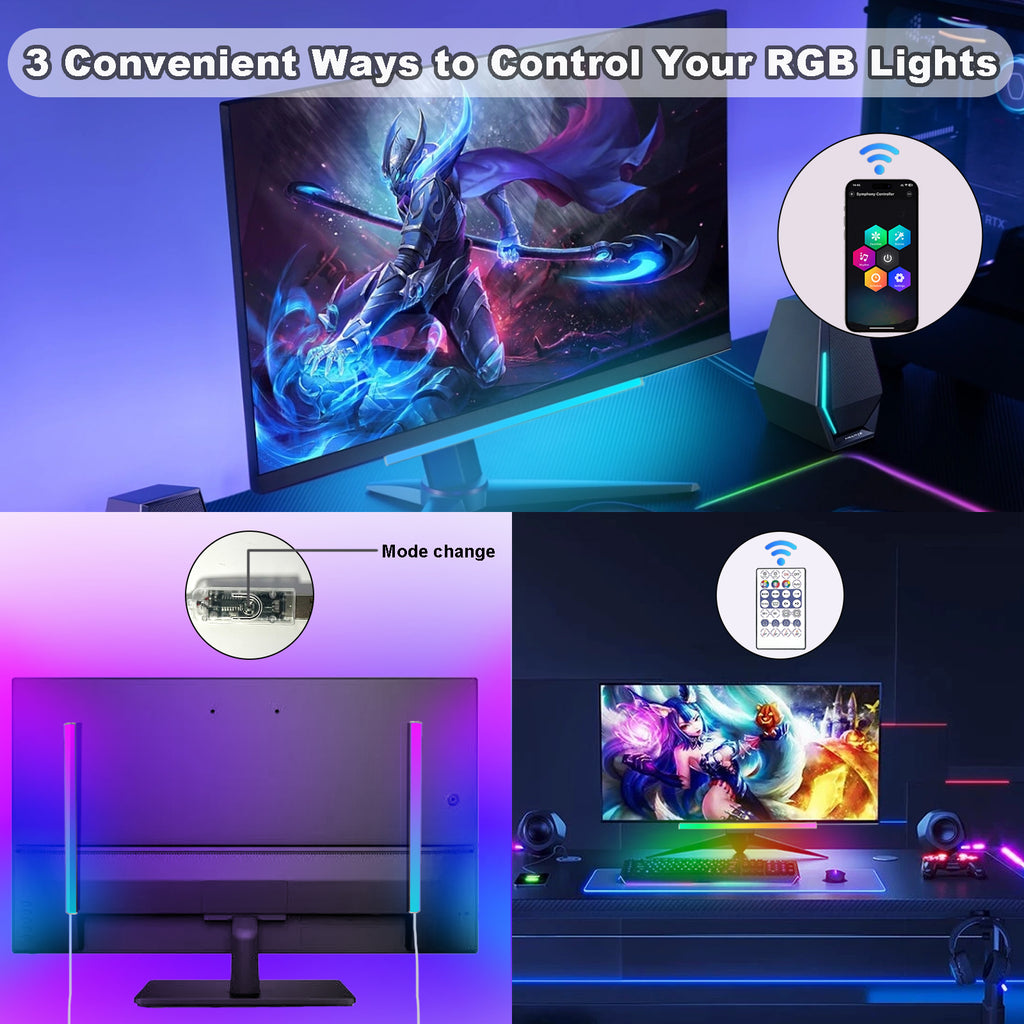 12" Under Monitor RGB Light Bar-Dense LEDs,16 Million Hues ,USB-Powered, 3-Control (Button/Remote/App),LED Ambient Light for Gaming Room, Display Case & Desk Aesthetic Lighting