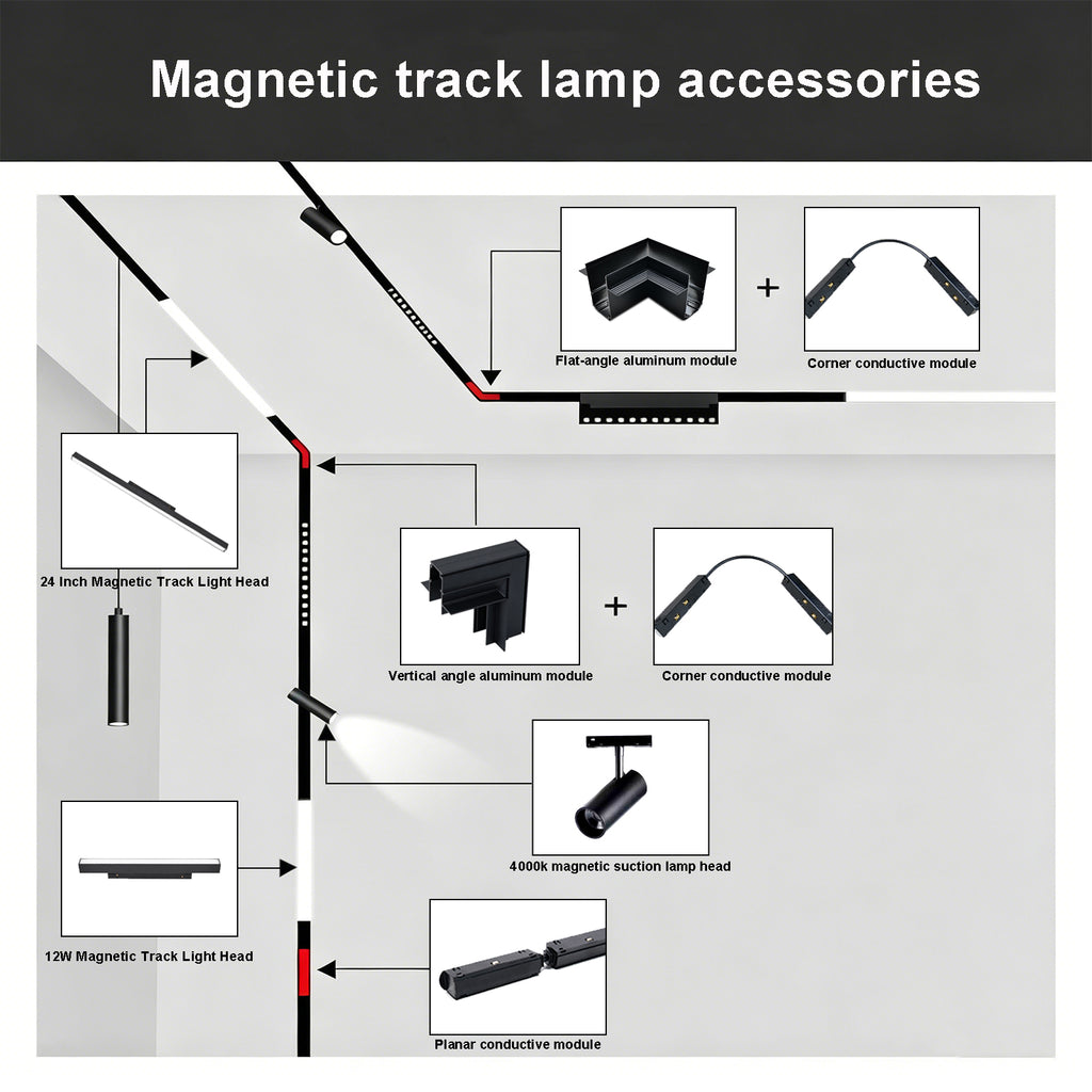 3.3FT Flush Mount Aluminum Track Rail,Recessed Ceiling Lighting Track, Magnetic Track Lighting System, Modern Ceiling Track for Living Room, Kitchen, Retail Display Lighting