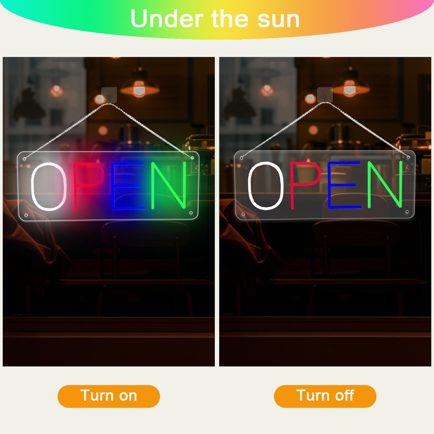 Neon Open Sign by USB ,50×19cm LED Business Sign with 5 Brightness Levels, Vibrant Open Sign LED for Shops, Cafés, Bars & Restaurants