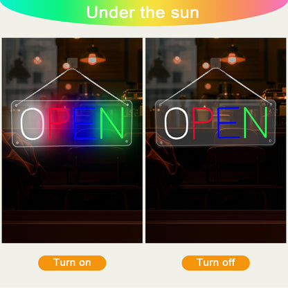 Neon Open Sign by USB ,50×19cm LED Business Sign with 5 Brightness Levels, Vibrant Open Sign LED for Shops, Cafés, Bars & Restaurants