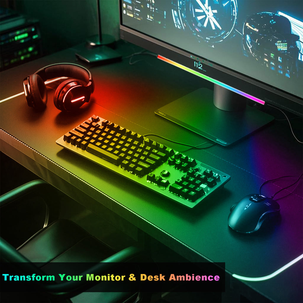 RGB Monitor Light Bar,RGB LED Gaming Atmosphere Light,Powered by USB with RGB Mode Change Controller,Electronic sports atmosphere lamp for display, under the table, computer accessories, room, hand display