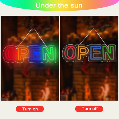 Bright Open Sign for Business, Dimmable Open Neon Signs by USB Power supply , High Visibility Advertisement OPEN Neon Sign with ON/OFF Switch for Window, Door, Store, Bar, Salon, Restaurant