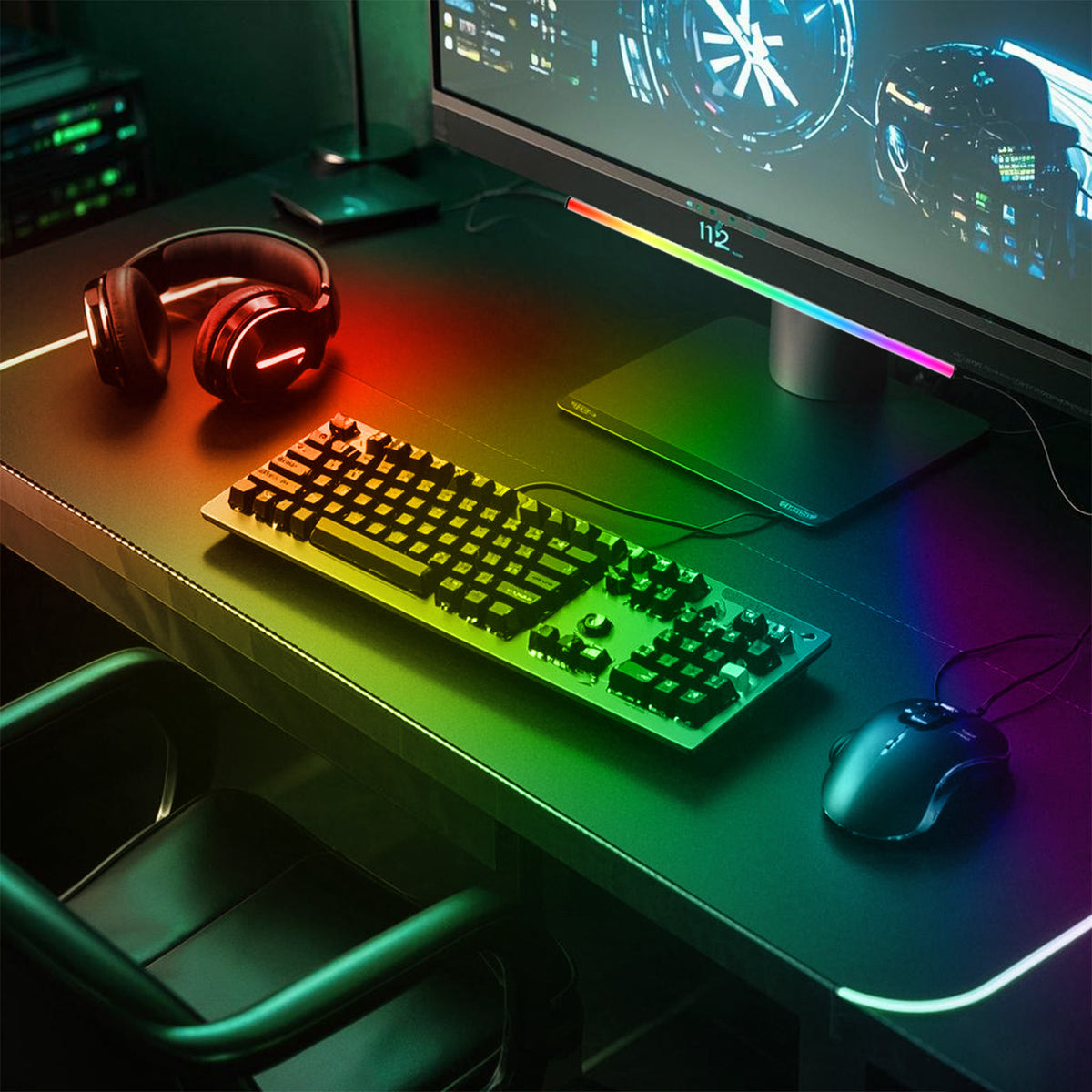 2 in-1 RGB Monitor Light Bar,RGB LED Gaming Atmosphere Light,Powered by USB with RGB Mode Change Controller,Atmosphere Lamp for Display, Desk, Computer Accessories, Room