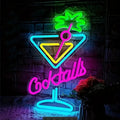 Commercial neon cocktail sign, adjustable brightness, with switch, suitable for shops, hotels, bars, etc., four colors, 40cm/15.75"x 25cm/9.84"