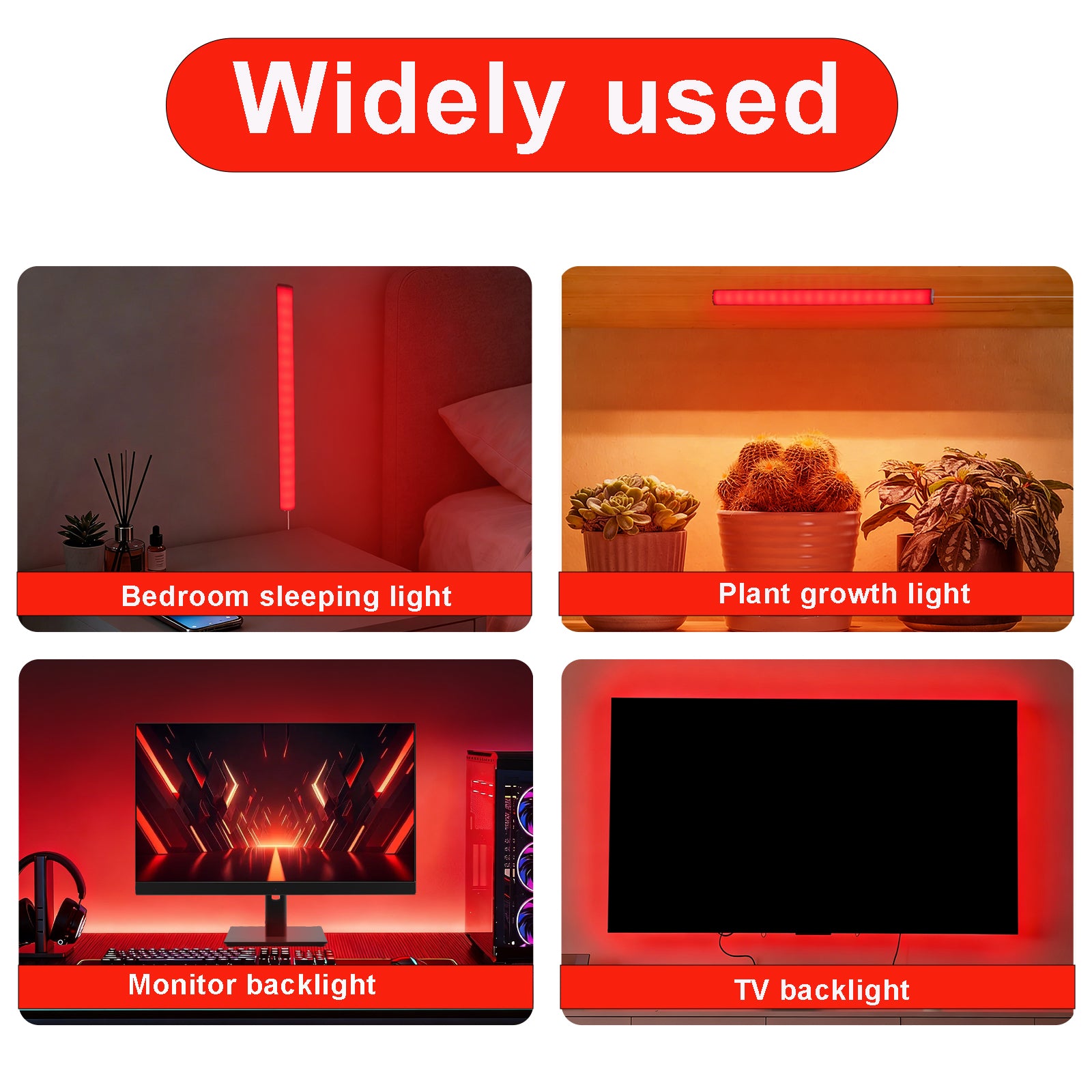 12 Inch(30.5cm) 660nm Red Light Therapy LED Strip, USB 5V 2A Sleep Light Bar, Red LED Light for Bedroom, Monitor Backlight, TV Bias Lighting, Desk Ambient Night Light（2 Pack ）