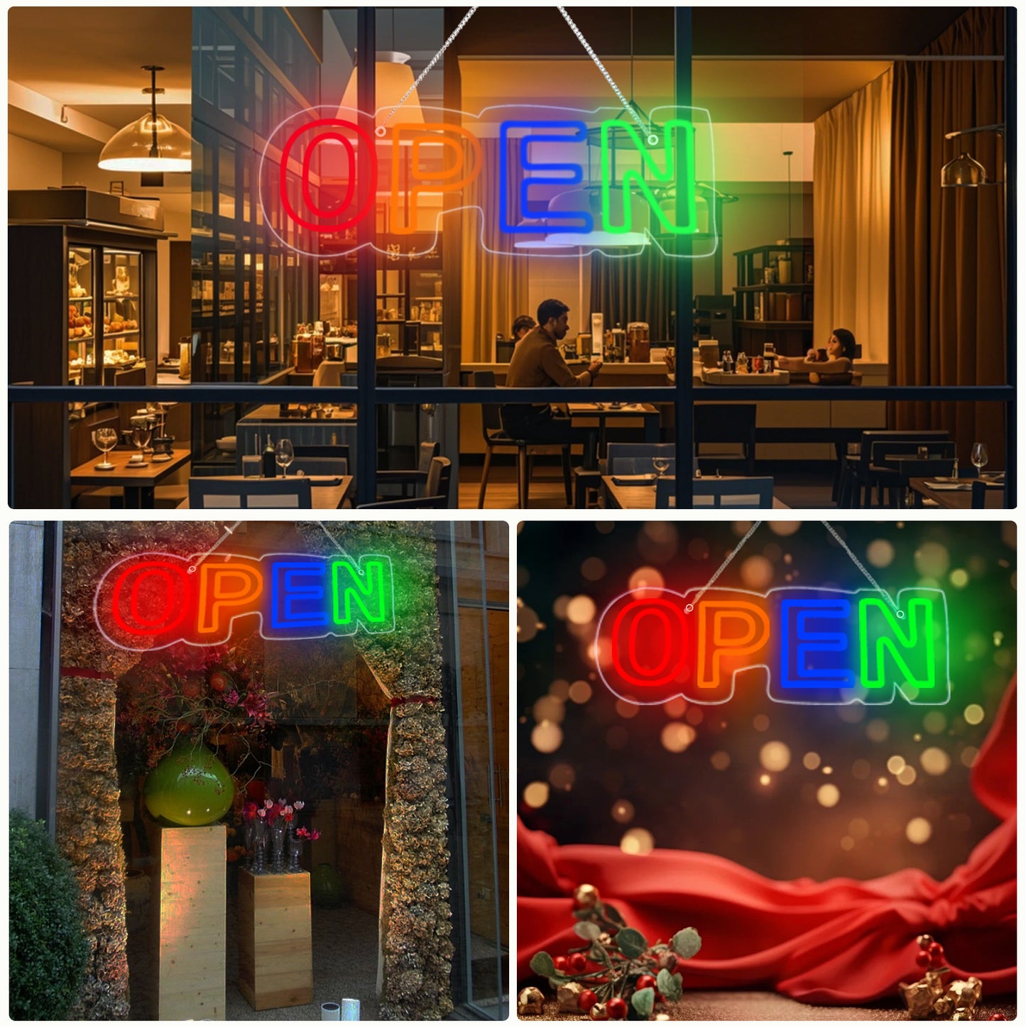Bright Open Sign for Business, Dimmable Open Neon Signs by USB Power supply , High Visibility Advertisement OPEN Neon Sign with ON/OFF Switch for Window, Door, Store, Bar, Salon, Restaurant