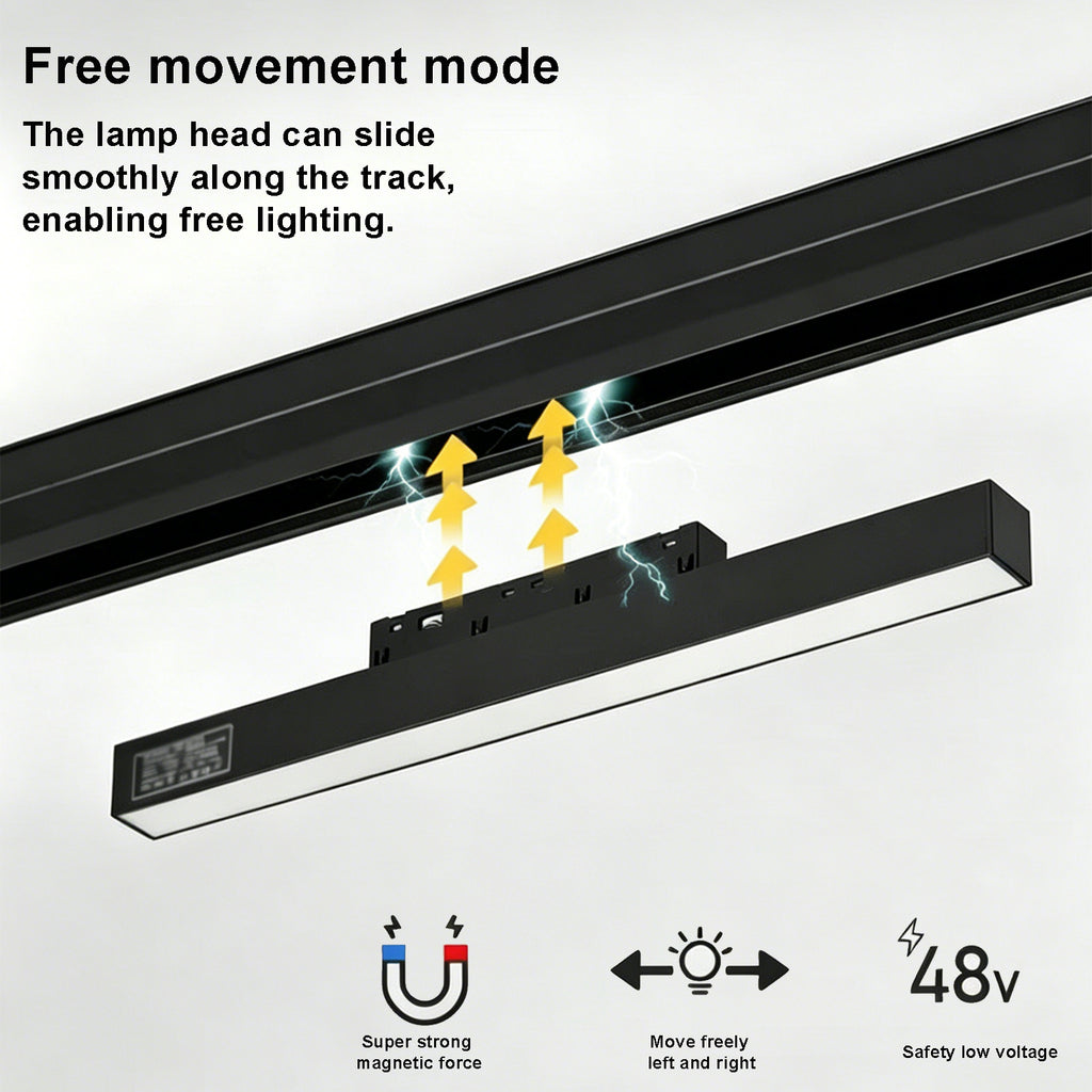 12W Magnetic Track Light Head, 4000K Neutral White LED Flood Light, 48V DC Low Voltage Ceiling Track Lighting Fixture for Magnetic Track System, for Home Office Retail,12 inch