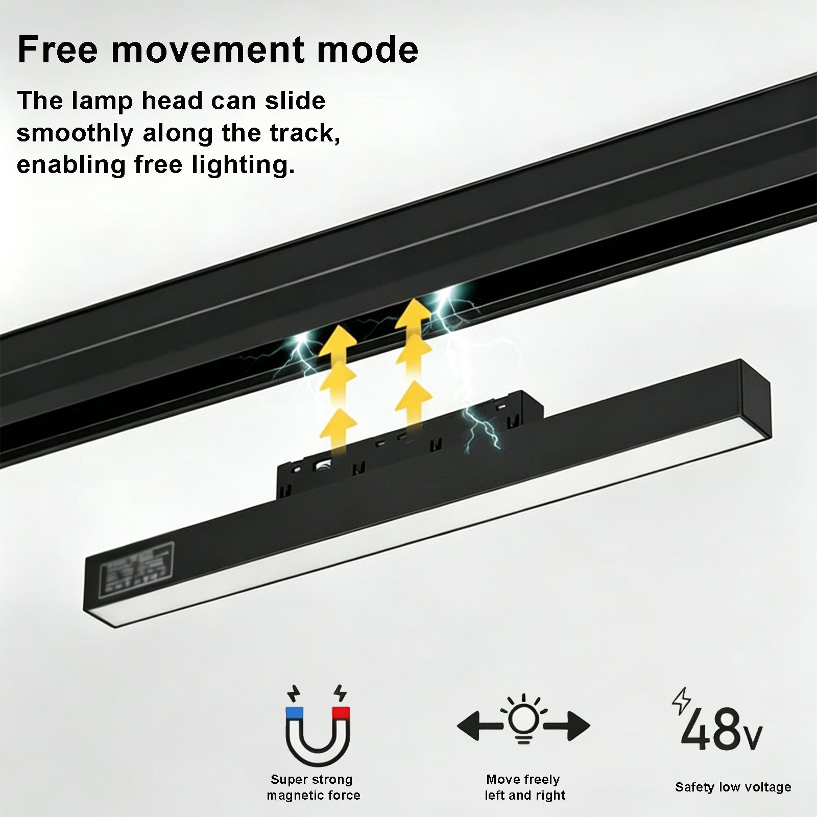 12W Magnetic Track Light Head, 4000K Neutral White LED Flood Light, 48V DC Low Voltage Ceiling Track Lighting Fixture for Magnetic Track System, for Home Office Retail,12 inch