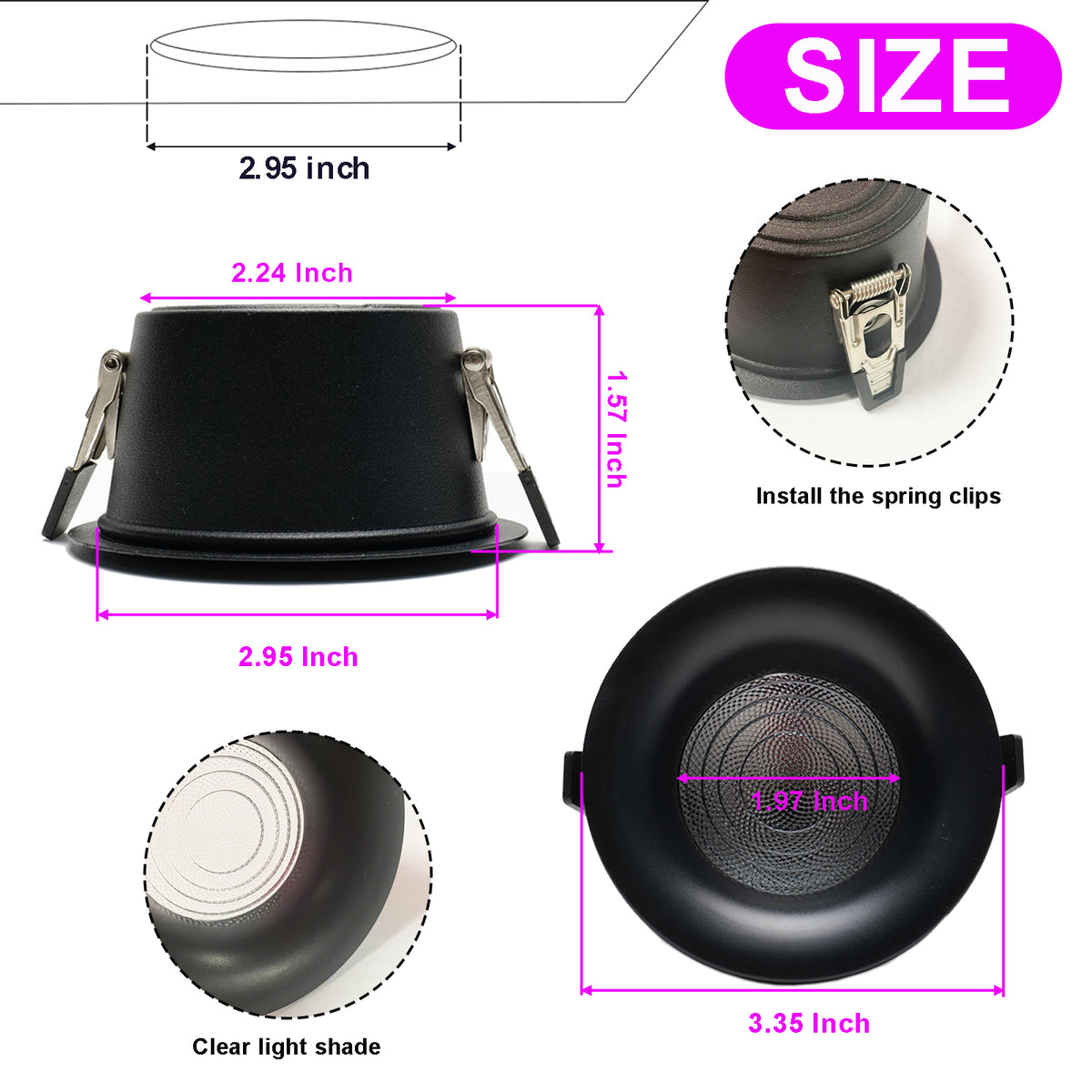 395nm UV Black Light Recessed Downlight, 3 Inch Flush Mount UV LED Ceiling Light, 3W 110V Blacklight, Aluminum Housing, Safe Long Wave UV Light for Glow Party, Fluorescent Posters, Halloween Decor, 4 Pack
