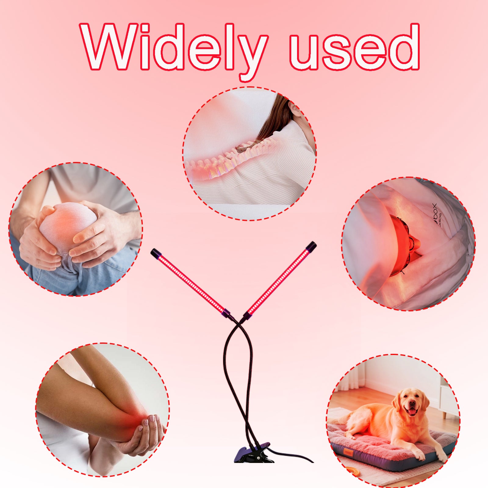660nm Red Light Clip Lamp, LED Red Light for Face & Skin Care, Adjustable Gooseneck Clip-On Light, Hands-Free, Portable Home Use