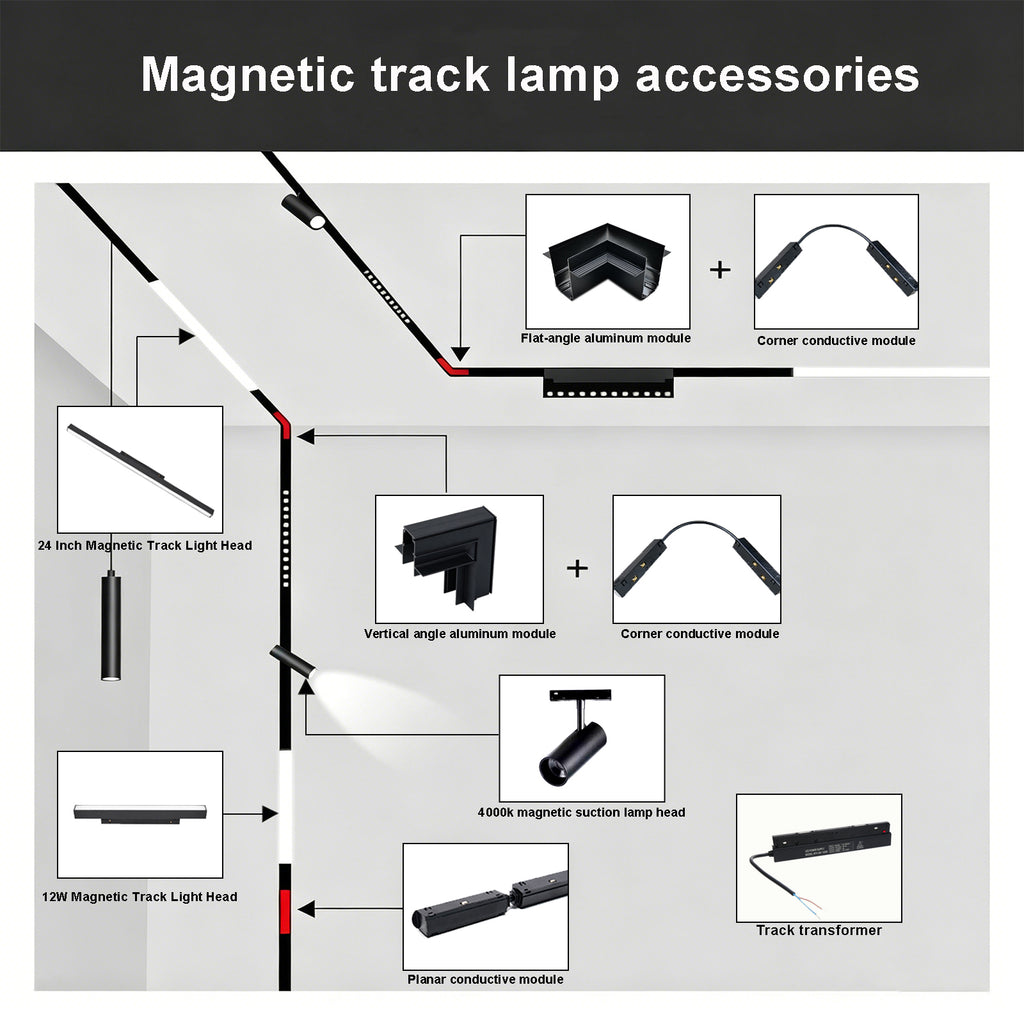 Integrated 48V 100W Track Lighting Power Supply, Built-in LED Driver Transformer for Magnetic Track Rail System, Low Voltage Ceiling Lighting Solution