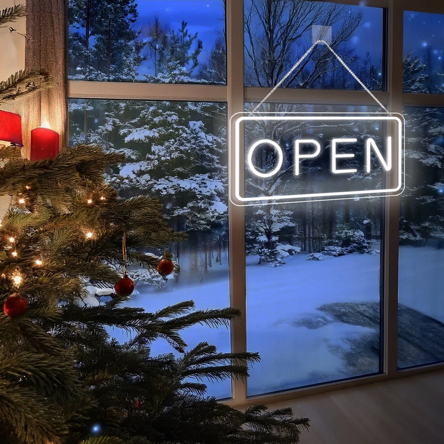 LED Open Sign for Business, USB Powered, Adjustable Brightness,  Cool White, 42x22.5cm, for Stores, Cafes, Bars, Hotels, Window Display