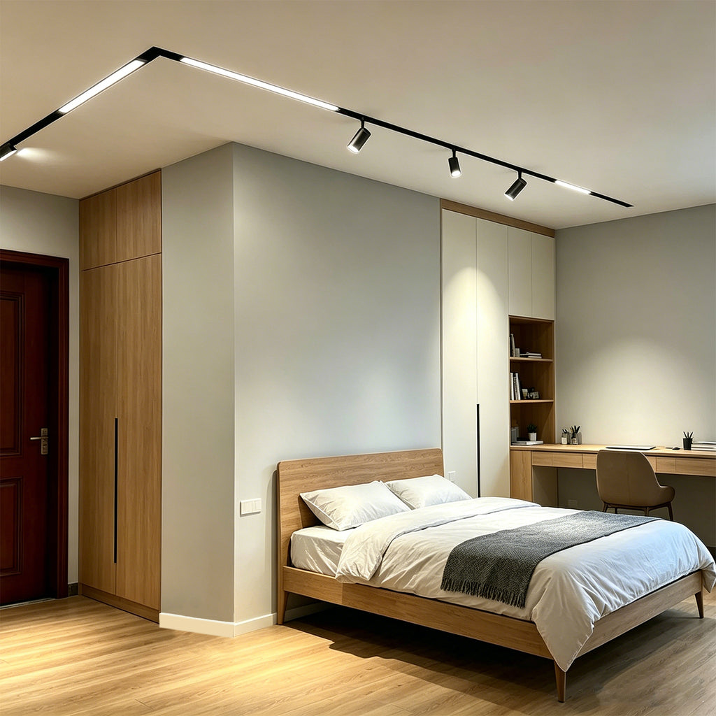 24 Inch Magnetic Track Light Head, 24W Linear Flood Light, 4000K Neutral White LED Ceiling Track Lighting Fixture, 120° Wide Beam, 48V DC Magnetic Track System