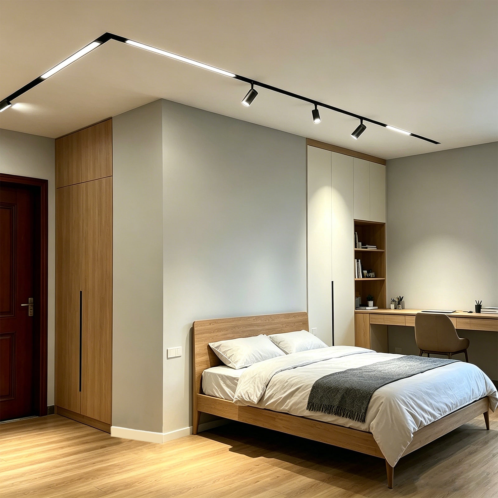 24 Inch Magnetic Track Light Head, 24W Linear Flood Light, 4000K Neutral White LED Ceiling Track Lighting Fixture, 120° Wide Beam, 48V DC Magnetic Track System