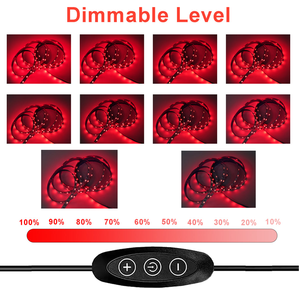 660nm Red Light Strip 6.6FT 120LEDs USB Powered, Dimmable Red LED Light Strip 5V 2A, Grow Light for Indoor Plants, Sleep Light Strip for Bedroom, TV Backlight Ambient Lighting