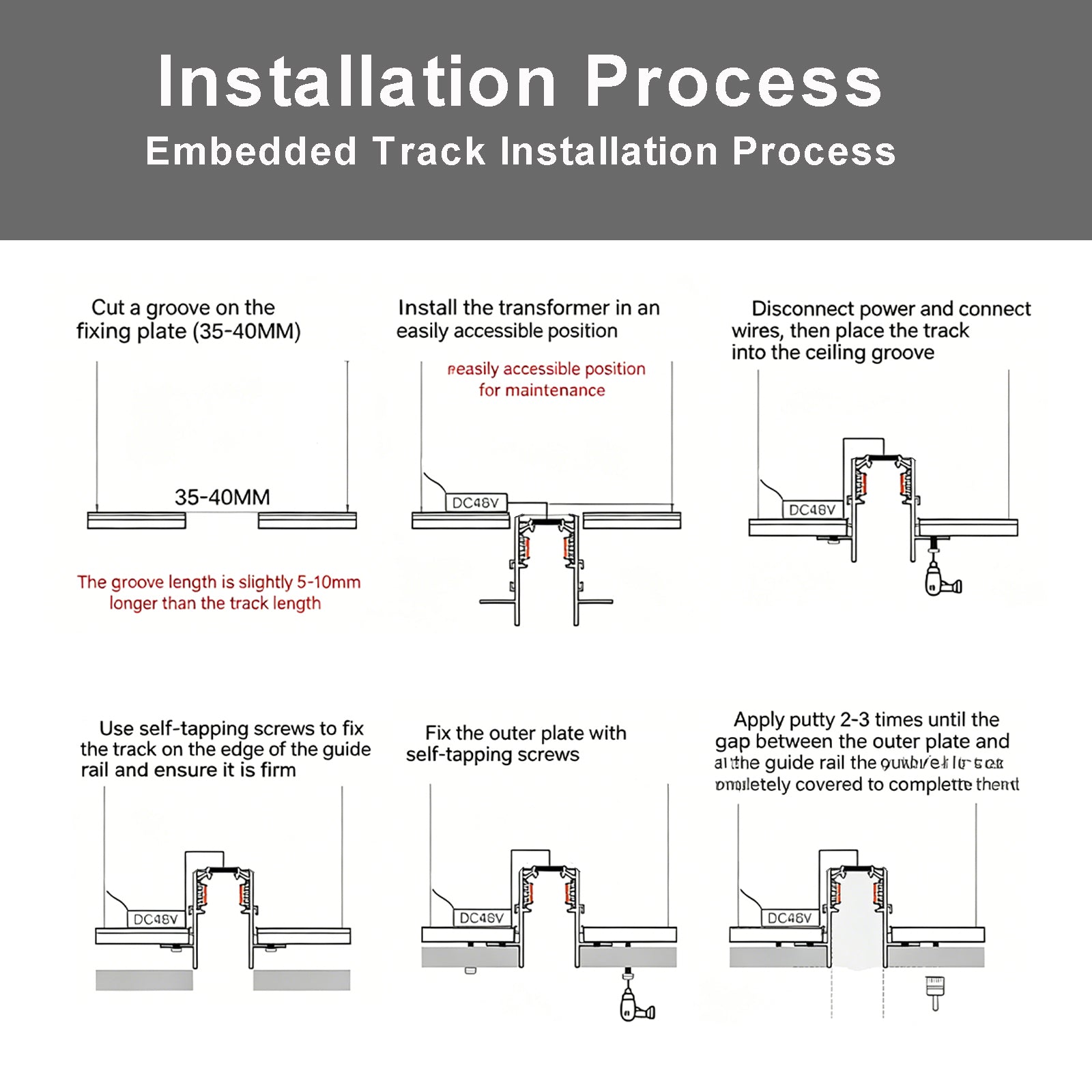 3.3FT Flush Mount Aluminum Track Rail,Recessed Ceiling Lighting Track, Magnetic Track Lighting System, Modern Ceiling Track for Living Room, Kitchen, Retail Display Lighting