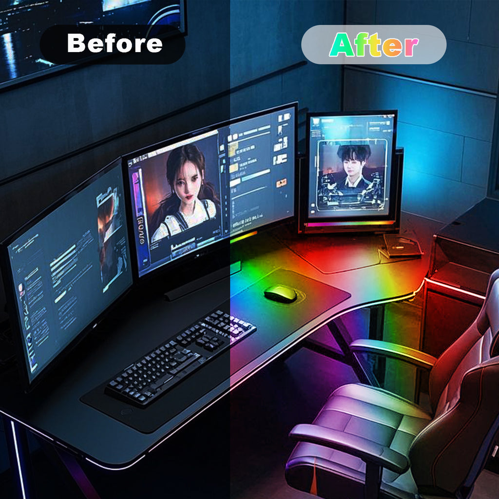 RGB Monitor Light Bar,RGB LED Gaming Atmosphere Light,Powered by USB with RGB Mode Change Controller,Electronic sports atmosphere lamp for display, under the table, computer accessories, room, hand display