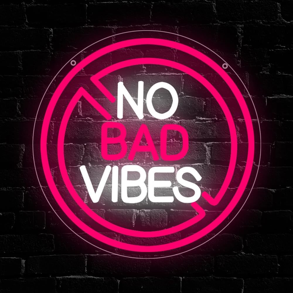LED Neon Good Vibes Sign By USB - Adjustable Brightness With ON/Off Switch , Wall Decor LED Sign for Dormitory Home Atmosphere Decoration.29.5cm/11.6"x 29.5cm/11.6"