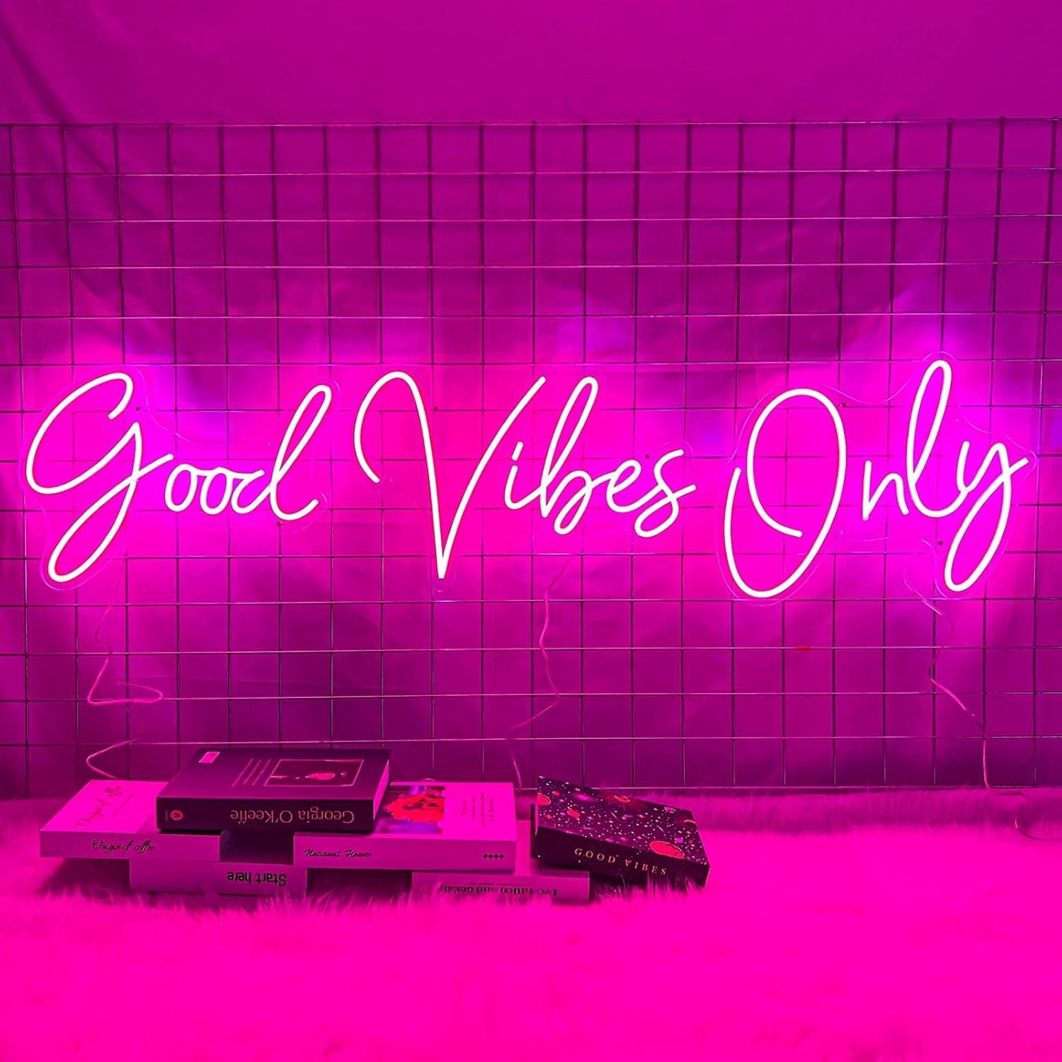 LED Neon Good Vibes Sign 3 in 1 By USB - Adjustable Brightness With ON/Off Switch , Wall Decor LED Sign for Dormitory Home Atmosphere Decoration.14"x 10"/20"x10"/18"*10"