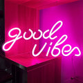 LED Neon Good Vibes Sign By USB - Adjustable Brightness With ON/Off Switch , Wall Decor LED Sign for Dormitory Home Atmosphere Decoration.40cm/15.7"x 24cm/9.4"