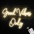 LED Neon Good Vibes Sign 2 in 1 By USB - Adjustable Brightness With ON/Off Switch , Wall Decor LED Sign for Dormitory Home Atmosphere Decoration.16"x 5.7"/8"x6"
