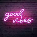 LED Neon Good Vibes Sign By USB - Adjustable Brightness With ON/Off Switch , Wall Decor LED Sign for Dormitory Home Atmosphere Decoration.41cm/16"x 21cm/8"
