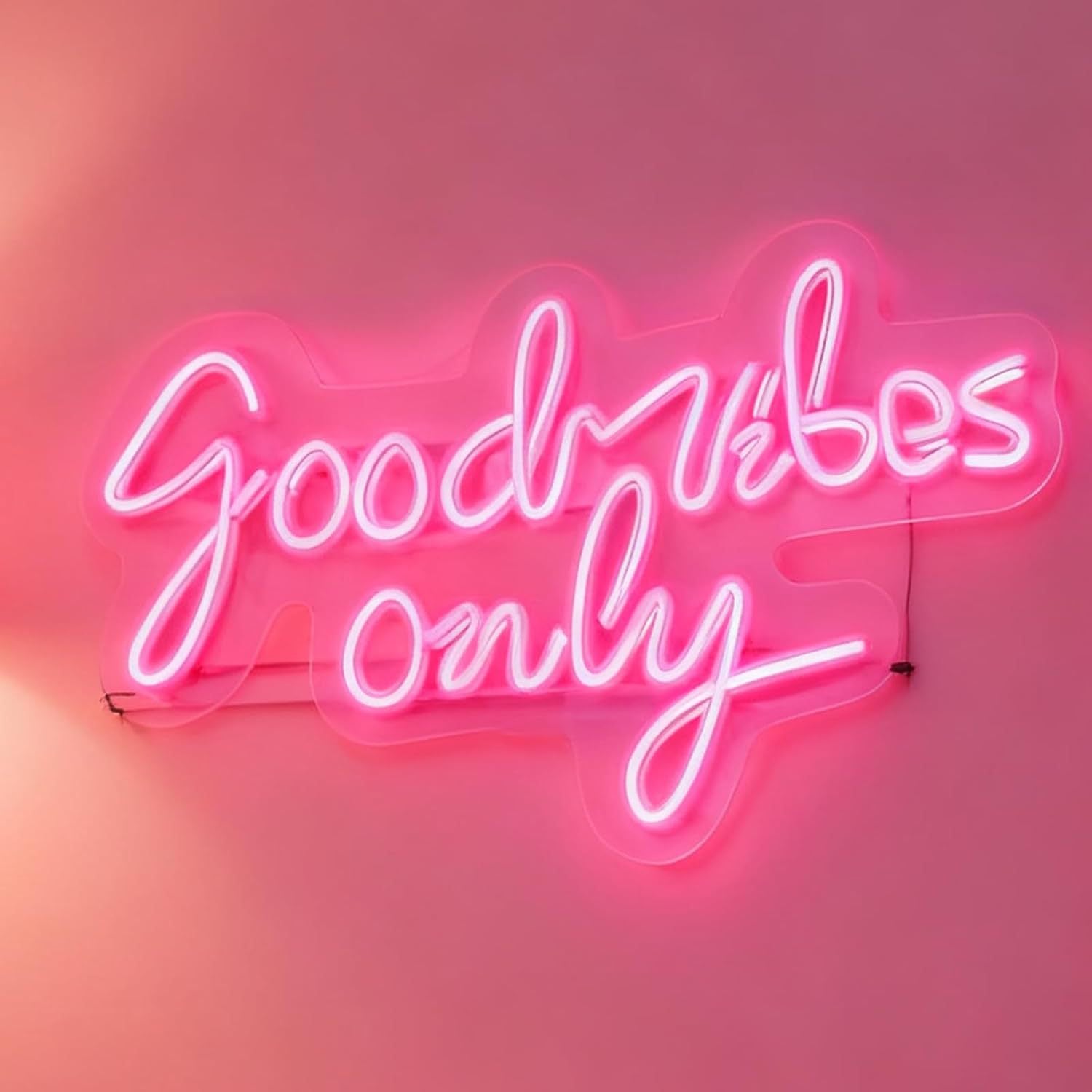 LED Neon Good Vibes Sign By USB - Adjustable Brightness With ON/Off Switch , Wall Decor LED Sign for Dormitory Home Atmosphere Decoration.41cm/16"x 23cm/9"