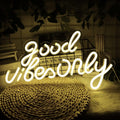 LED Neon Good Vibes Sign By USB - Adjustable Brightness With ON/Off Switch , Wall Decor LED Sign for Dormitory Home Atmosphere Decoration.42cm/16.5"x 25.4cm/10"