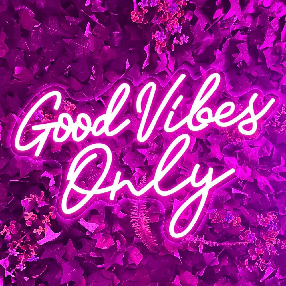 LED Neon Good Vibes Sign By USB - Adjustable Brightness With ON/Off Switch , Wall Decor LED Sign for Dormitory Home Atmosphere Decoration.42.5cm/16.7"x 27.5cm/10.8"