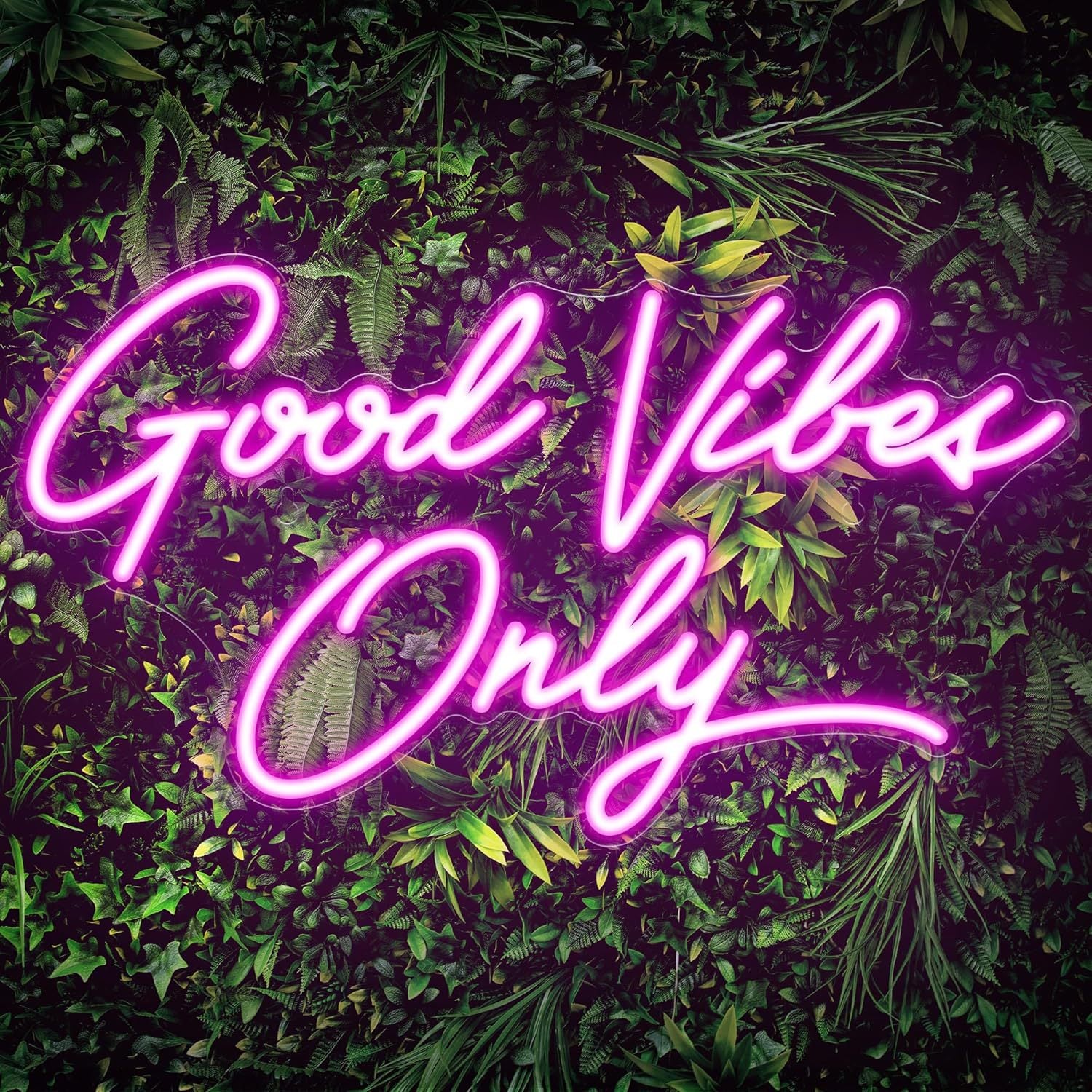 LED Neon Good Vibes Sign By USB - Adjustable Brightness With ON/Off Switch , Wall Decor LED Sign for Dormitory Home Atmosphere Decoration.45cm/17.7"x 25cm/9.8"