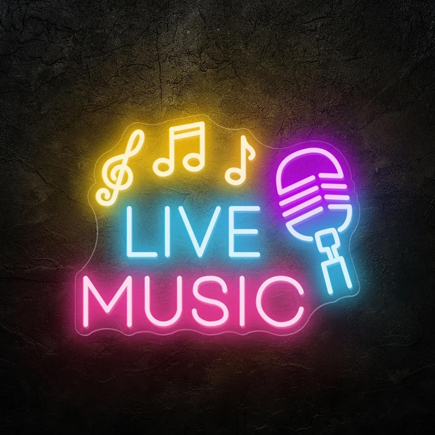 LED Neon LIVE MUSIC Sign By USB - Adjustable Brightness With ON/Off Switch , Wall Decor LED Sign for Bar Stage Atmosphere Decorative.40cm/15.7"x 30cm/11.8"