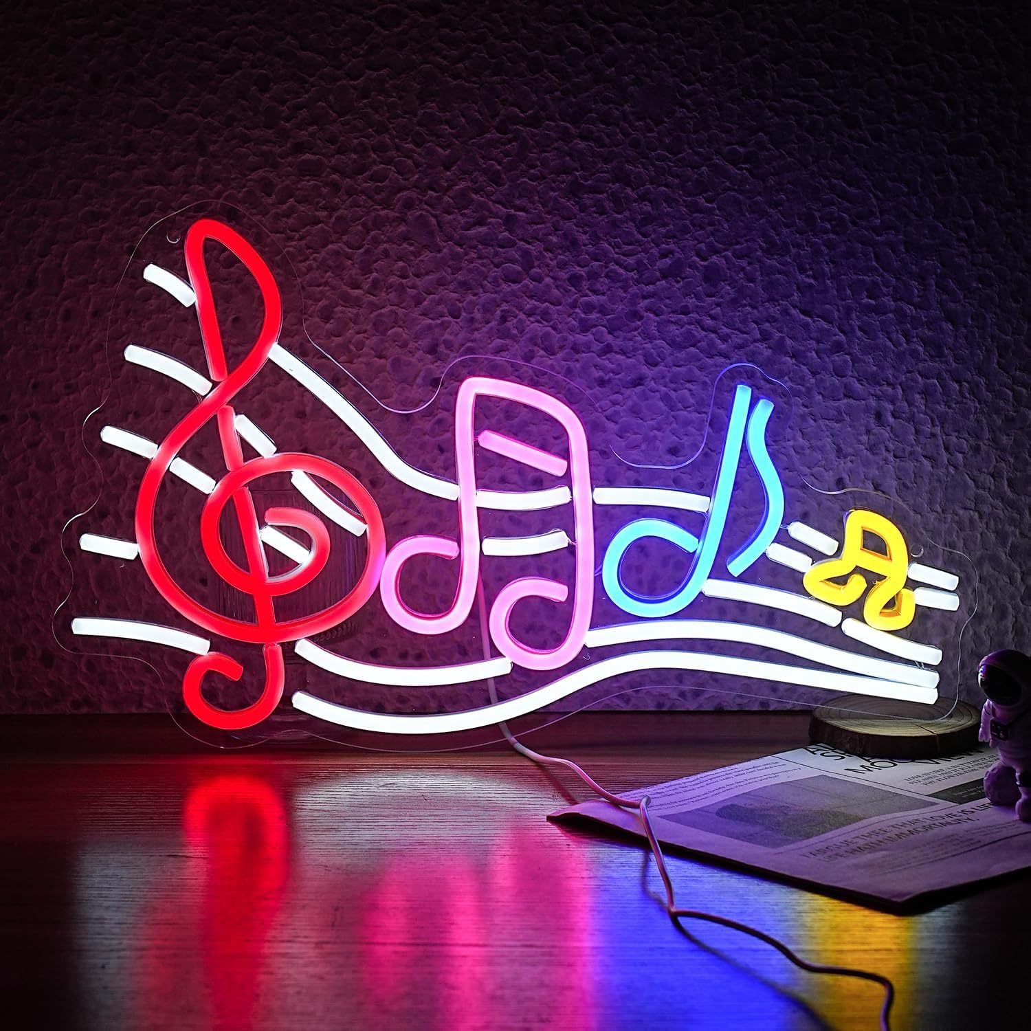 LED Neon MUSIC Sign By USB - Adjustable Brightness With ON/Off Switch , Wall Decor LED Sign for Bar Stage Atmosphere Decorative.42cm/16.5"x 25cm/9.8"