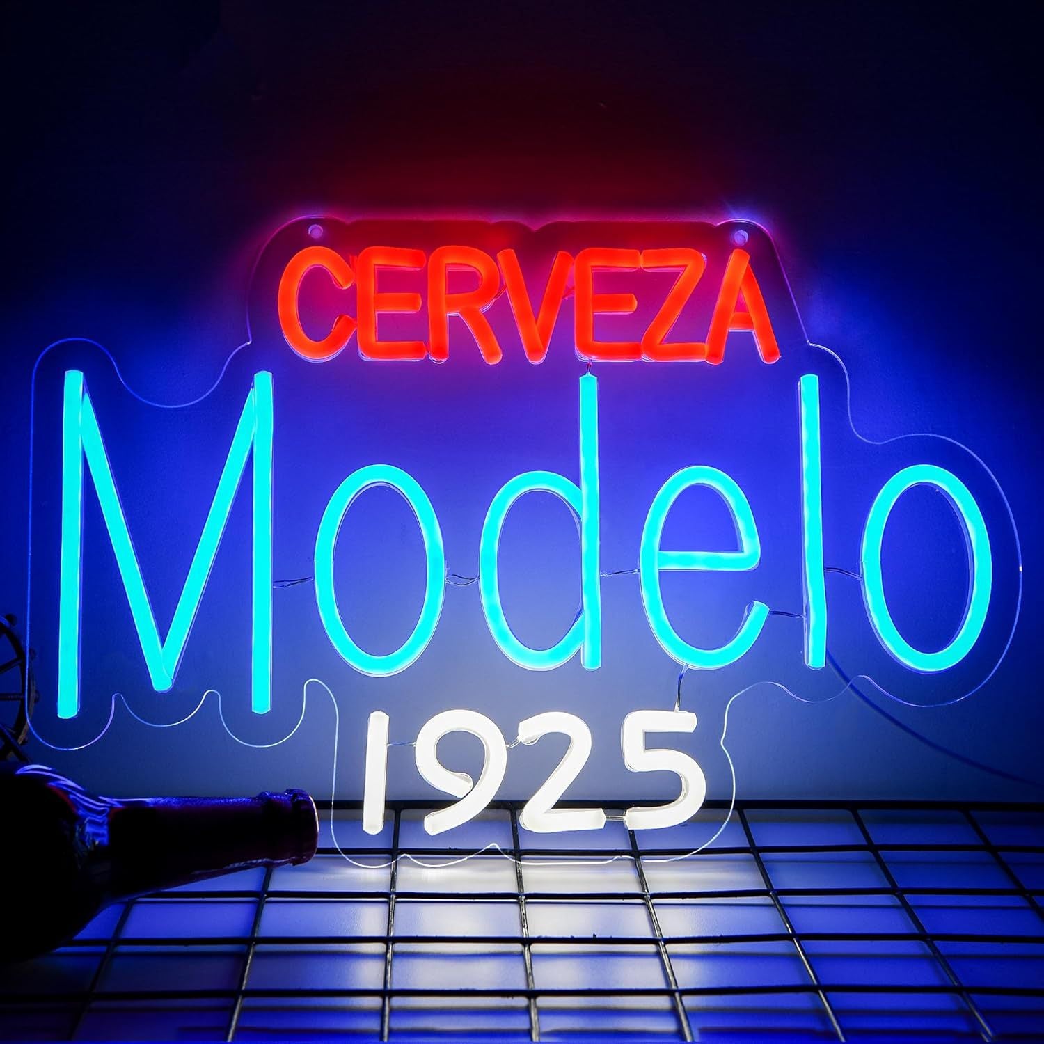 LED Neon Modelo Sign By USB - Adjustable Brightness With ON/Off Switch , Wall Decor LED Sign for Bar Decoration.41cm/16.1"x 27cm/10.6"